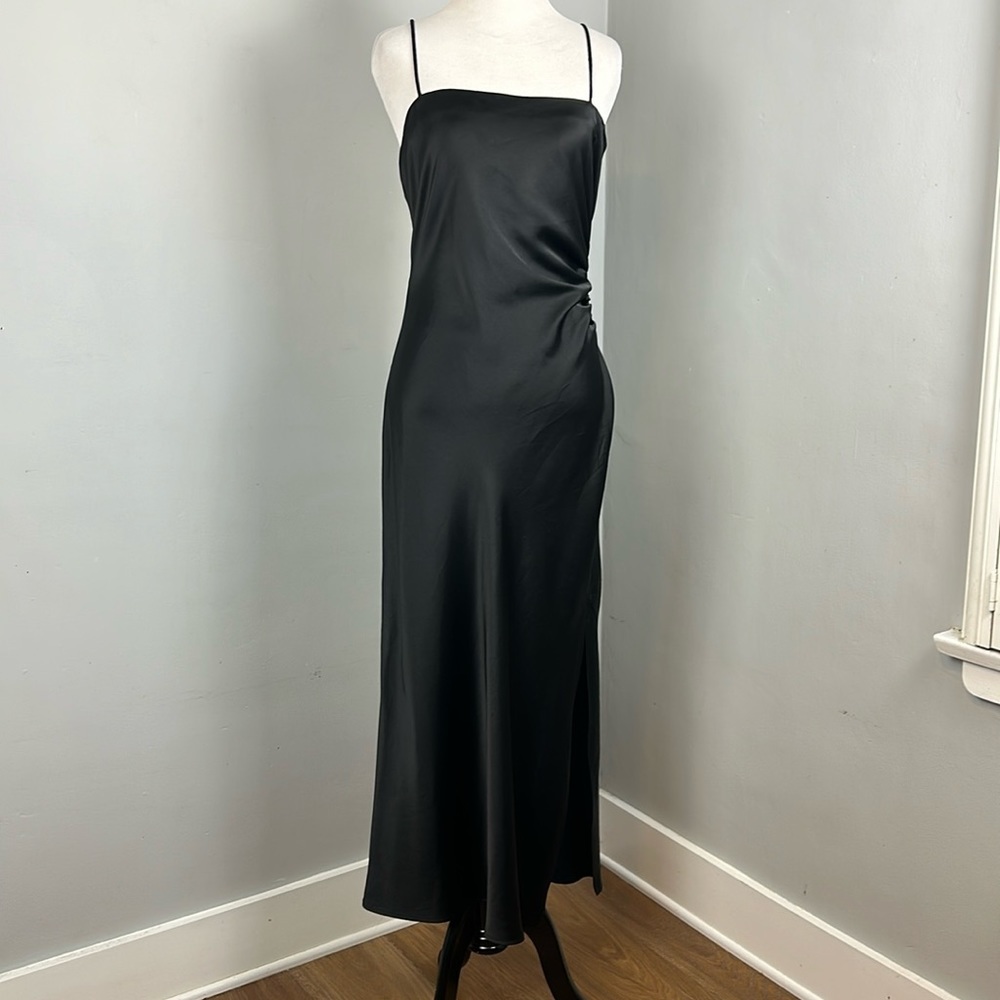 Zara Satin Slip Dress in Black Sz M LBD/ NYE✨ - Picture 3 of 16